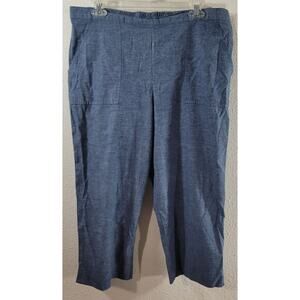 Alfred Dunner Blue Flat Front Pull On Cropped Pants 16 Lightweight Tapered Leg